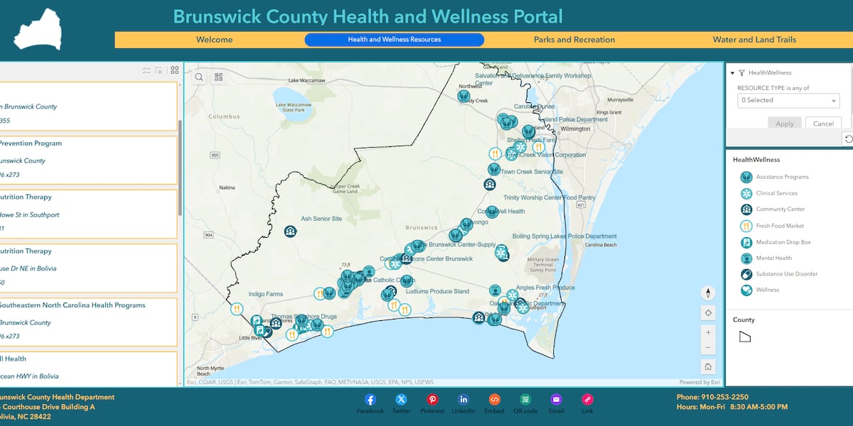 What is the new Health and Wellness Resource Portal in Brunswick County?