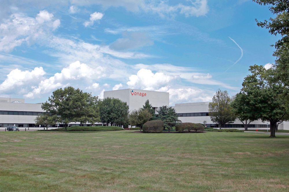 A visualization of the planned redevelopment for the Vonage property in Holmdel Township, focusing on a senior living community.