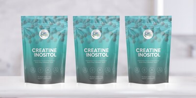 Creatine + Inositol supplement image showcasing the product's branding and benefits for wellness activities.
